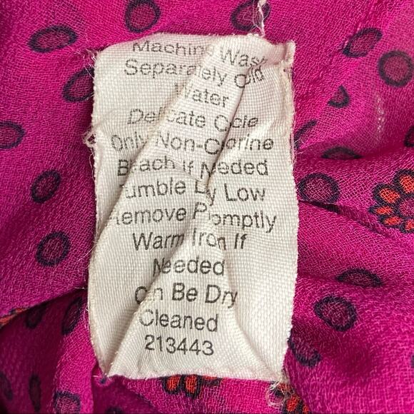 CAbi Brilliant Fuchsia Floral Print Front Drape Sleeveless Blouse Size Medium - Picture 7 of 10